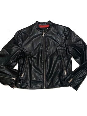 Mo & Co women’s Black Leather Biker Jacket - Women